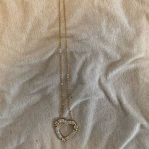 Nolan Miller Gold Toned Clear Cubic Zirconia Heart Necklace
